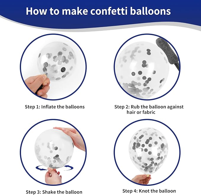 RUBFAC 65pcs Navy Blue Silver Balloons, 12 Inches Navy Blue White Metallic - Image 4