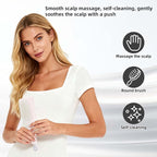 Retractable Air Cushion Massage Comb for Woman, Comfortable Self-Cleaning Detangling Hair Clean Brush with Pull Ring Anti-Static Comb for All Hair Types (White)