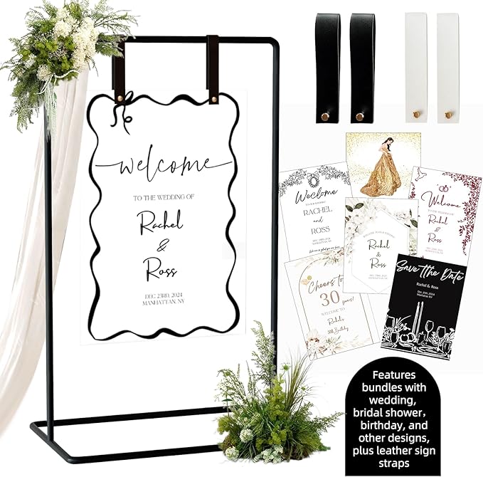 Wedding Sign Holder, Adjustable Welcome to Our Wedding Sign Stand W/Design by Furosa