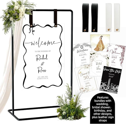 Wedding Sign Holder, Adjustable Welcome to Our Wedding Sign Stand W/Design by Furosa