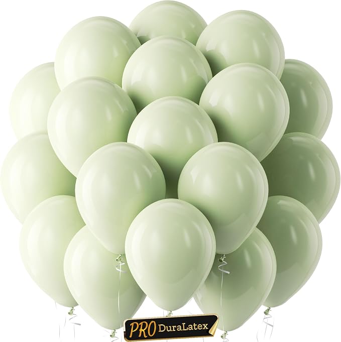 Pro Duralatex Sage Green Extra-Thick Balloons 120 Pack 10 inch | Dusty Boho by Bezente
