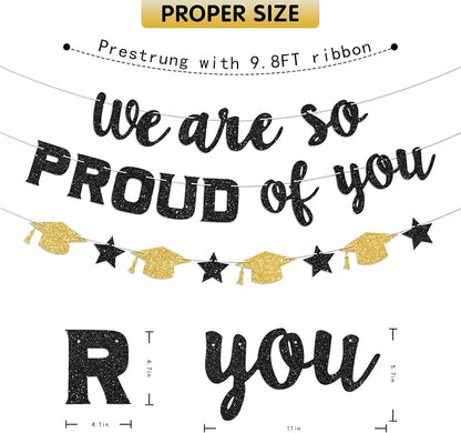 We Are So Proud of You Banner Black Prestrung Graduation Banner Graduation - Image 4