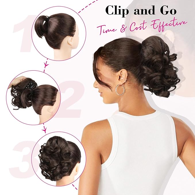 REECHO 9" Short Ponytail Extension, Classic Loose Curly Wavy Claw Clip Pony tails Hair Extensions HP001 Hairpieces for Women (Glazed Mocha to Blonde)