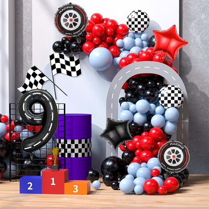 Race Car Balloons, 40 Inch Racetrack Number 9 Balloon, Big Number Balloons Black - Image 4