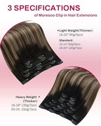 Moresoo Clip in Hair Extensions Real Human Hair Balayage Black to Brown with Dark Blonde 5pcs 80g Remy Straight Invisible Lace Double Weft Ombre Human Hair Clip in Extensions 16inch
