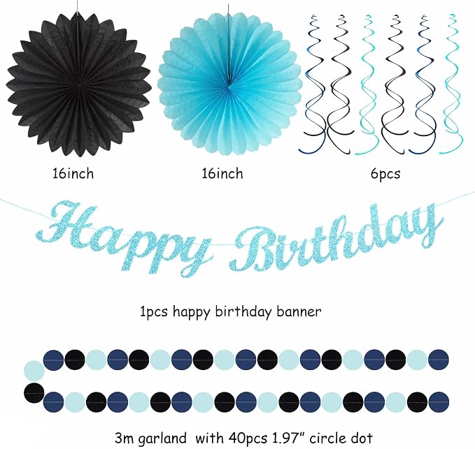 Light-Royal Navy-Blue Black Birthday Party-decorations - Image 3