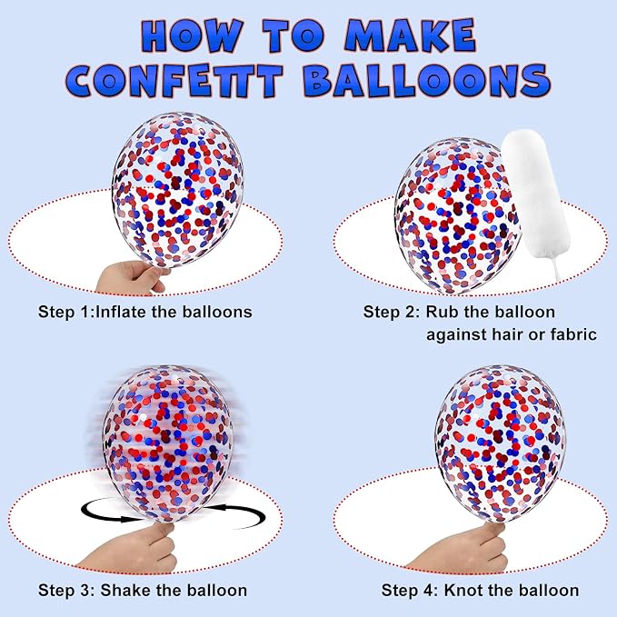 Lukiituke Red White and Blue Balloons, Birthday Decorations - Image 3