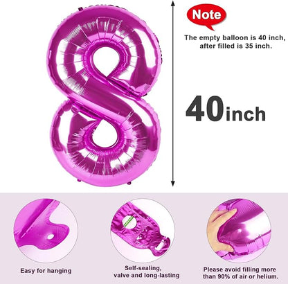 8 Balloon Number 40 Inch Rose Purple Balloons - Image 5