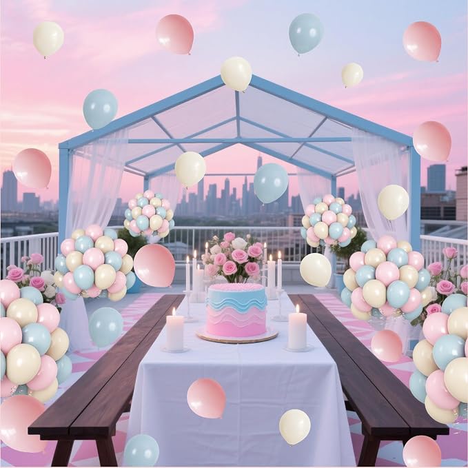 Pink and Blue Balloons Gender Reveal Boy or Girl 12inch Pastel Light Pink Slate - Image 9