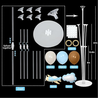 Airplane Baby Shower Birthday Party Decorations Balloons Stand Kit 2 Sets - Image 2