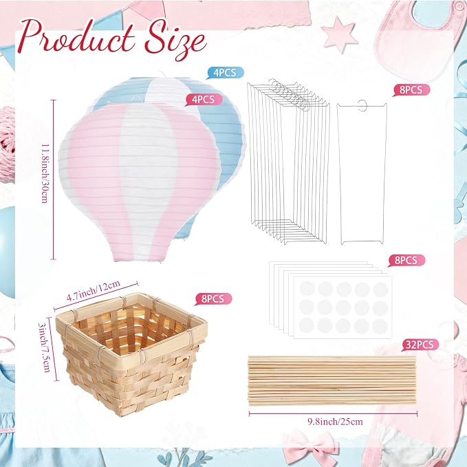 Meooeck 8 Sets Hot Air Balloon Tables Centerpieces, 11.8'' Paper Lantern Party - Image 2