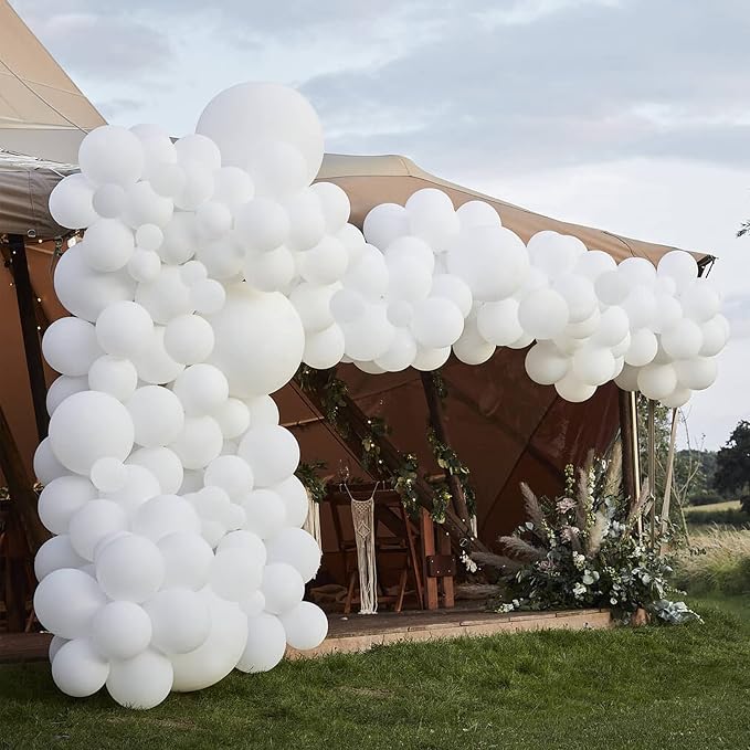 Voircoloria 130pcs White Party Balloons Garland Arch Kit, 18 12 10 5 Inch | - Image 8