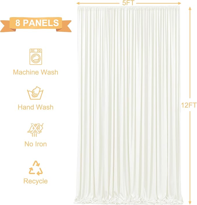 8 Panels Ivory Backdrop Curtains - Image 5