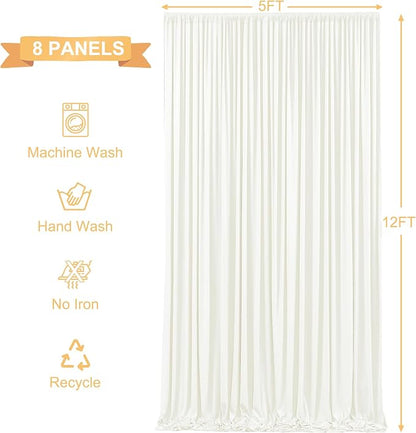 8 Panels Ivory Backdrop Curtains - Image 5