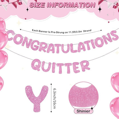 Fulmoon Pre Strung Congratulations Quitter Glitter Banner Funny Retirement - Image 2