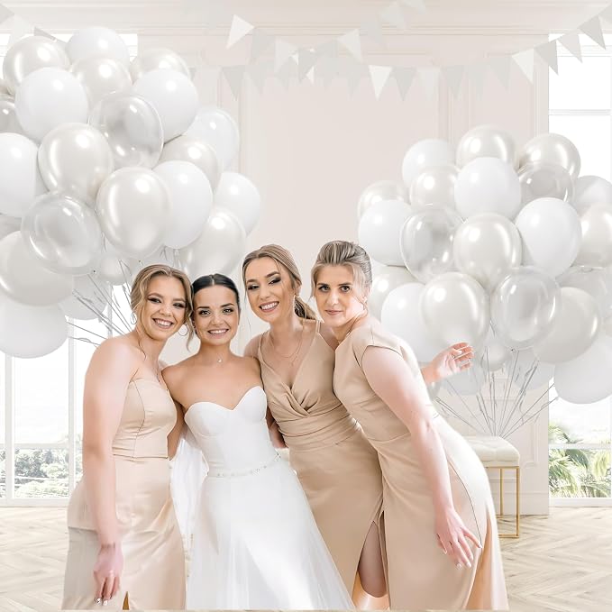 60pcs White Balloons with Clear Pearl White Balloons - Image 7