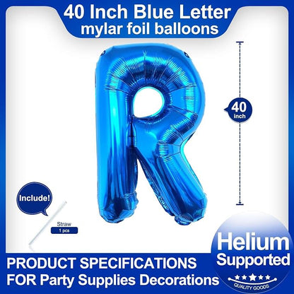 40 Inch Blue Letter R Balloons, DIY Phrase Foil Alphabet Letter R Balloons DIY - Image 2