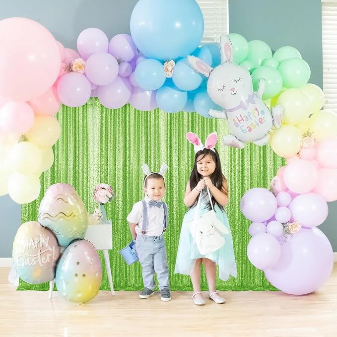 4×8FT-2PCS Apple Green Sequin Backdrop Curtains Panels, Photography Backdrop - Image 3