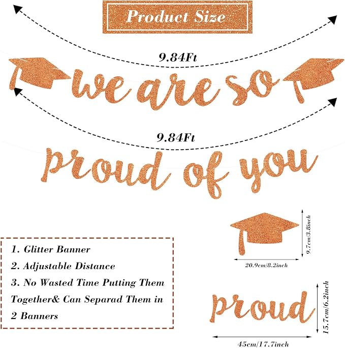 2026 Graduation Decorations Pre-Strung Blingbling We Are So Proud of You Banner - Image 7
