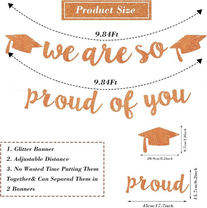 2026 Graduation Decorations Pre-Strung Blingbling We Are So Proud of You Banner - Image 7