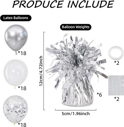 Balloon Weights Pack of 6 with 54pcs Silver and White Balloons, Balloon Anchors - Image 2