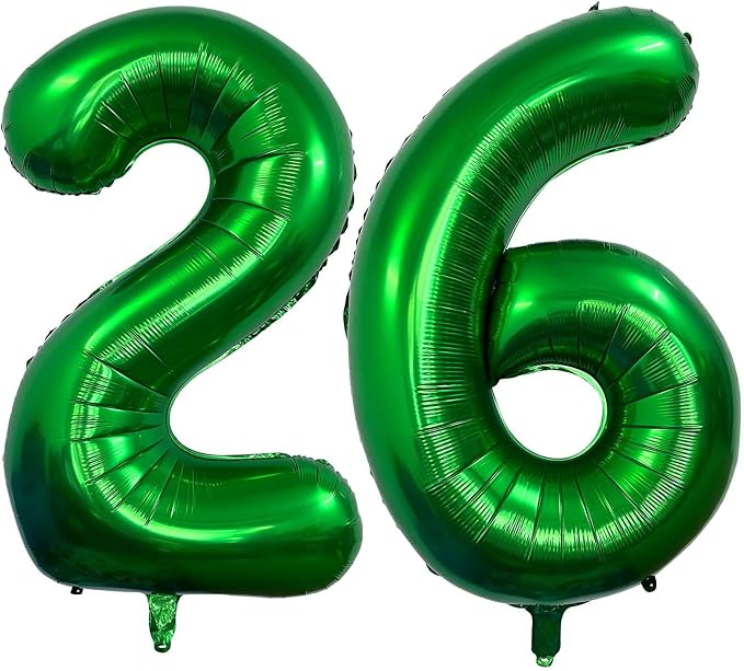 Dark Green 26 Number Balloons, 40 Inch Giant Number 26 Balloons Foil Mylar by Lovoir