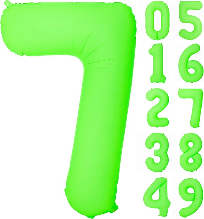 40IN Fluorescent Green Number 7 Balloons Glow In The Dark Green Balloon | by YOIOZAIZAI