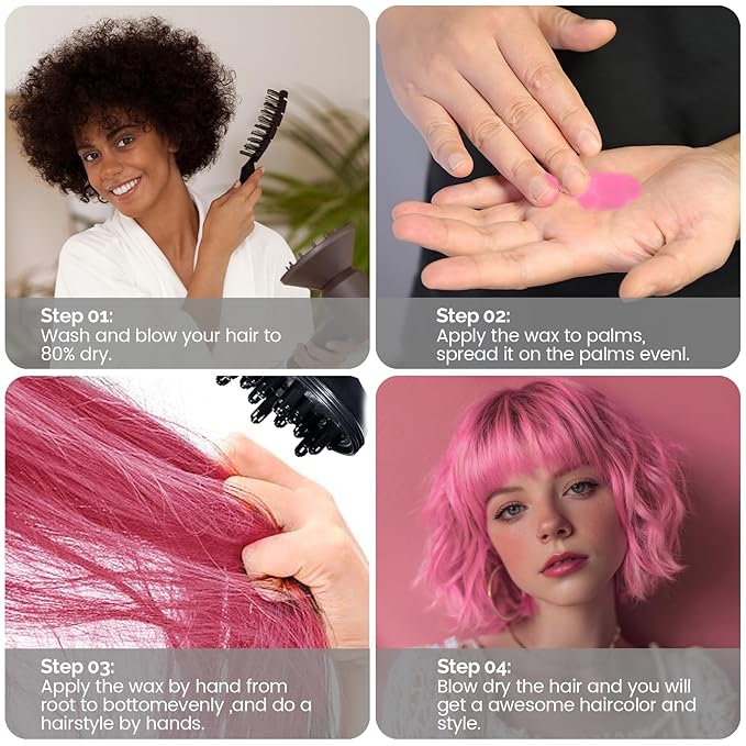 SOVONCARE Light Pink Temporary Hair Color Wax Washable Hair Dye for Men & Women, All-Day Hold Disposable Hair Styling Clays for Party, Cosplay & Daily 4.23 oz