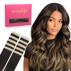 WENNALIFE Tape in Hair Extensions Human Hair Balayage Dark Brown Mixed Chestnut Brown Tape in Extensions, 10pcs 20g 10 inch Remy Invisible Tape Ins Straight Soft Real Human Hair Tape in Extensions