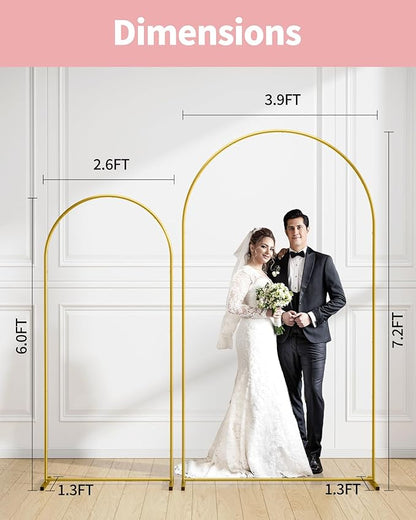 Pureegg Gold Metal Arch Backdrop Stand Set of 3, Wedding Balloon Arch Stand - Image 2