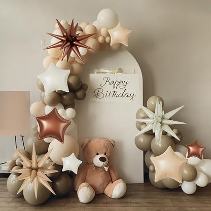 Cream Caramel Brown Star Balloons, 22/18/10 Inch Foil Neutral Balloons - Image 5