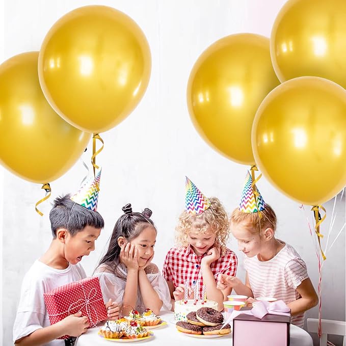 Metallic Gold Balloons 18 inch 12 Pack Chrome Golden Large Latex Balloon Round - Image 9