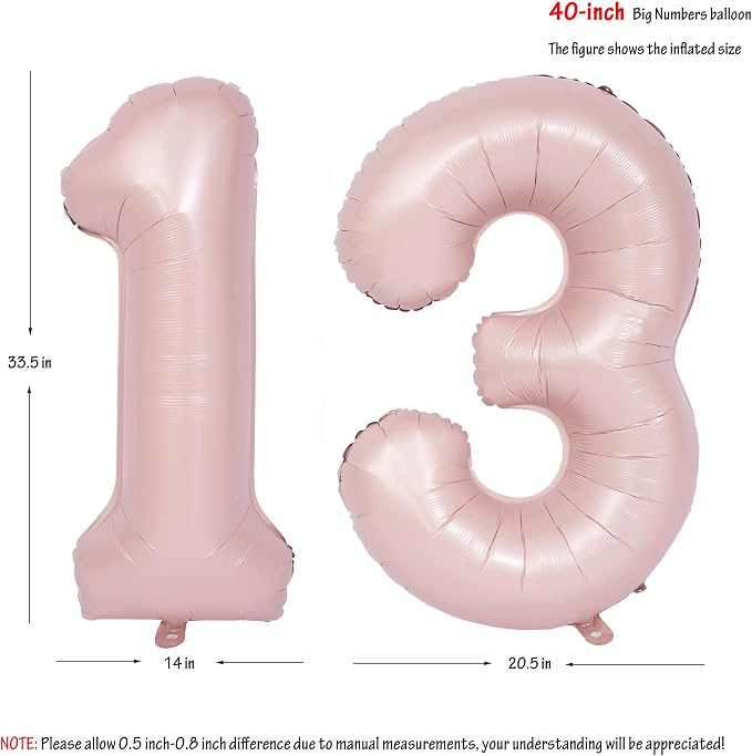 40 In Matte Pink Number Balloons Helium Foil Mylar Balloon Party Digital 13 | - Image 2