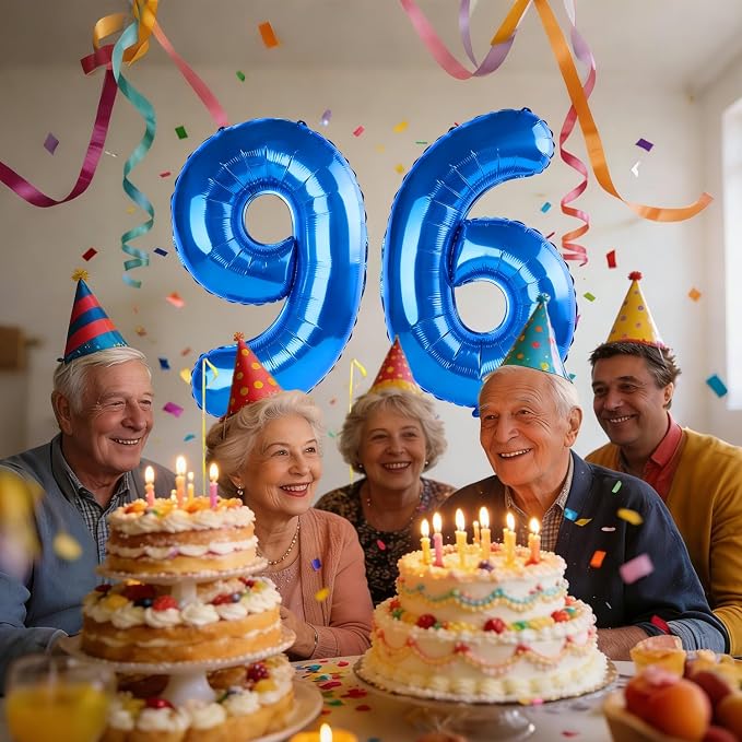 40 Inch Number 96 Balloons for 96th Birthday Party Decorations, 0-100 Dark Blue - Image 2