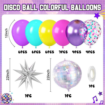 Pink Blue Purple Balloons, Iridescent Disco Ball Foil Balloons, 12 Inch Hot - Image 2