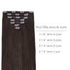 WENNALIFE Clip in Hair Extensions Real Human Hair, 14 Inch 110g 7pcs Remy Hair, Light Dark Brown Straight Natural Extensiones De Cabello Humano Con Clip Ins
