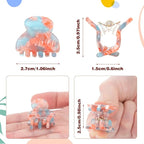 Cobahom 6Pcs 1.06 Inch Small Hair Clips Mini Hair Claws Tortoise Shell Jaw Clips Floral Hair Clips Acrylic Hair Jaw Clips Clamps for Women Girls, Spring Colors