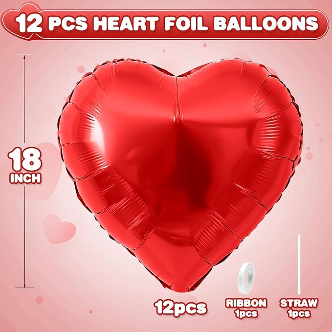 Red Heart Balloons, 18Inch Red Love Helium Polyester Film Balloon - Image 2