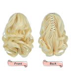 Ponytail Extension, Clip on Ponytails for Women, 9" Claw Clip in Short Curly Wavy Pony Hair Extension for Women - Bleach Blonde