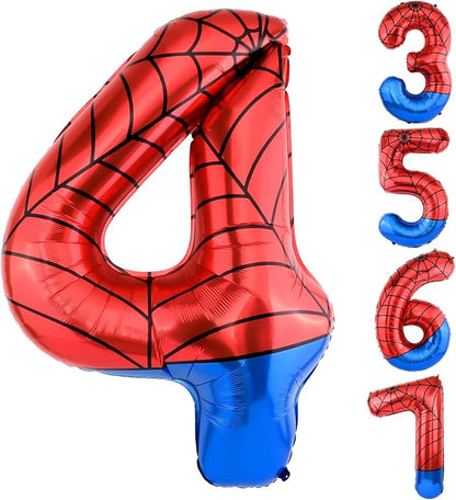 40 Inch Vibrant Spider-Themed Number Foil Balloons by AXBMM