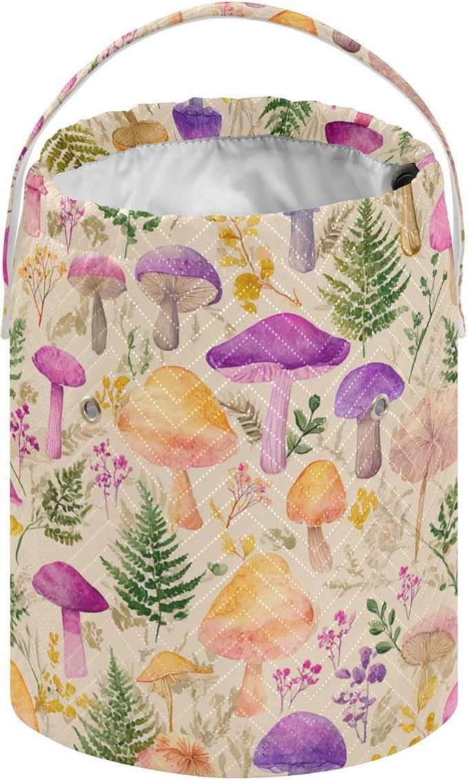 Mushroom Colorful Pattern Yarn Bag Small Crochet Bag Drawstring Yarn Storage - Image 2