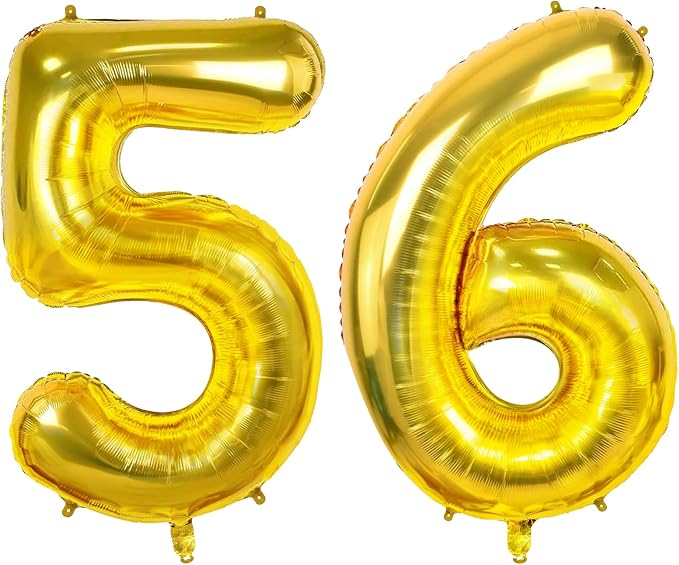 Number 56 Balloons for 56th Birthday Party Decorations, 0-100 Large No.56 by Joycard