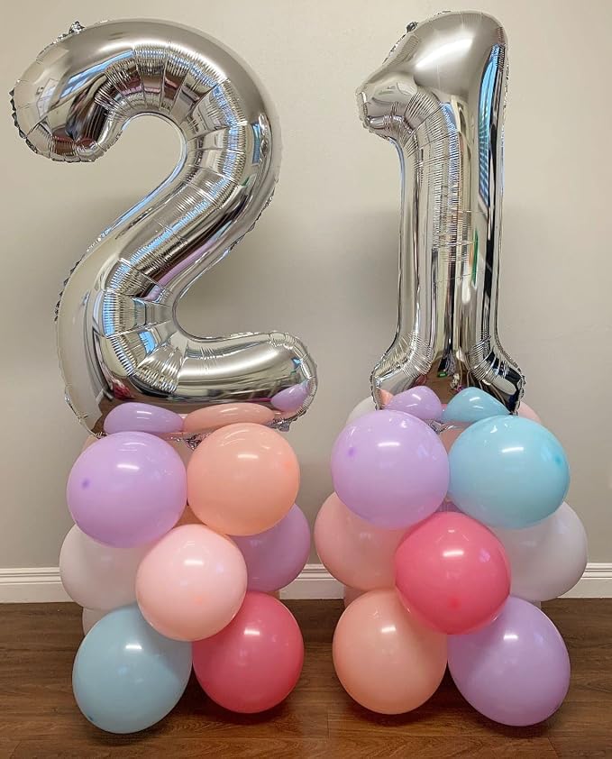 40 Inch Silver 21 Number Balloons Giant Jumbo Huge 12 or 21 Foil Mylar Helium - Image 5