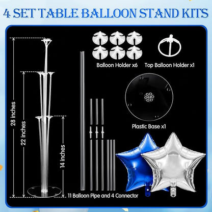 Lunmon 4 Set Navy Blue Silver Balloon Centerpieces - Image 3
