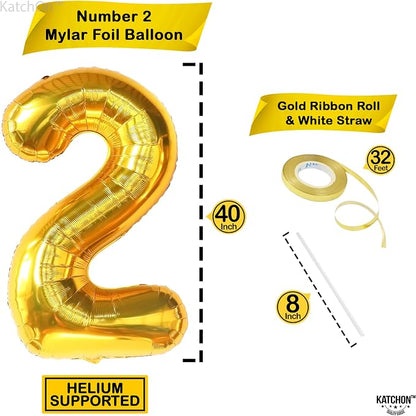 KatchOn Gold Number 2 Balloon 40 Inch 2nd Birthday Decorations - Image 4