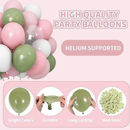 Dusty Pink Green White Balloons - Image 6