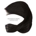 WENNALIFE Seamless Clip In Hair Extensions, 22 Inch 150g 7pcs Natural Black Hair Extensions Clip in Human Hair Invisible PU Skin Weft Natural Remy Human Hair