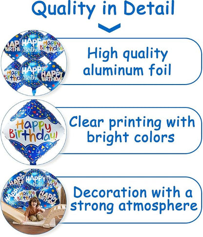 Blue Happy Birthday Balloon Set | 6 Pcs Birthday Party Foil Balloons Party - Image 5