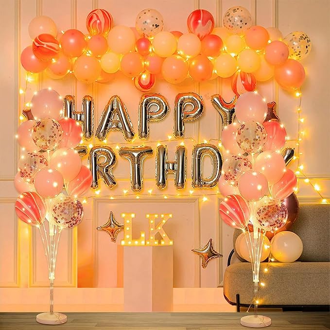 2 Sets Balloon Arch Stand with Base and String Light + 26pcs Balloons, Balloon - Image 7