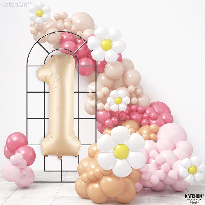 KatchOn Beige Number 1 Balloon 40 Inch | Number One Balloon - Image 7